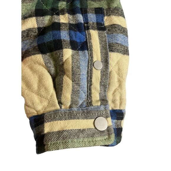 Urban Outfitters Shirt Men L Khaki Check Quilted Chore Barn Plaid Preppy Flannel - Picture 9 of 10